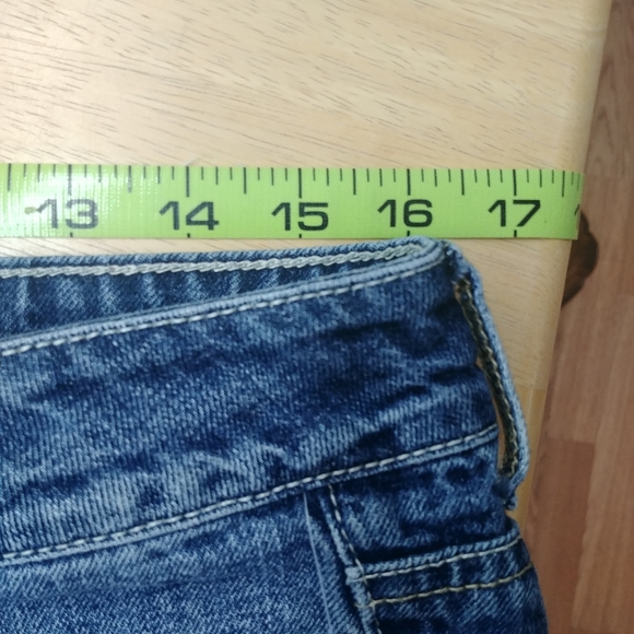 American Eagle | Y2K Coachella Daisy Dukes Gold Sequin Denim Blue Jean Shorts 6 - Picture 9 of 10